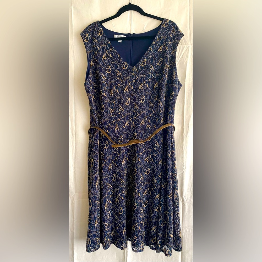 Size 22 navy and gold lace dress